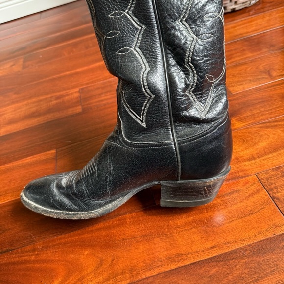 Tony Lama Black Leather Western Boots - Picture 13 of 15